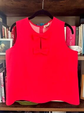 Kate Spade New York Coral Red Bow Front Sleeveless Top Size 8
